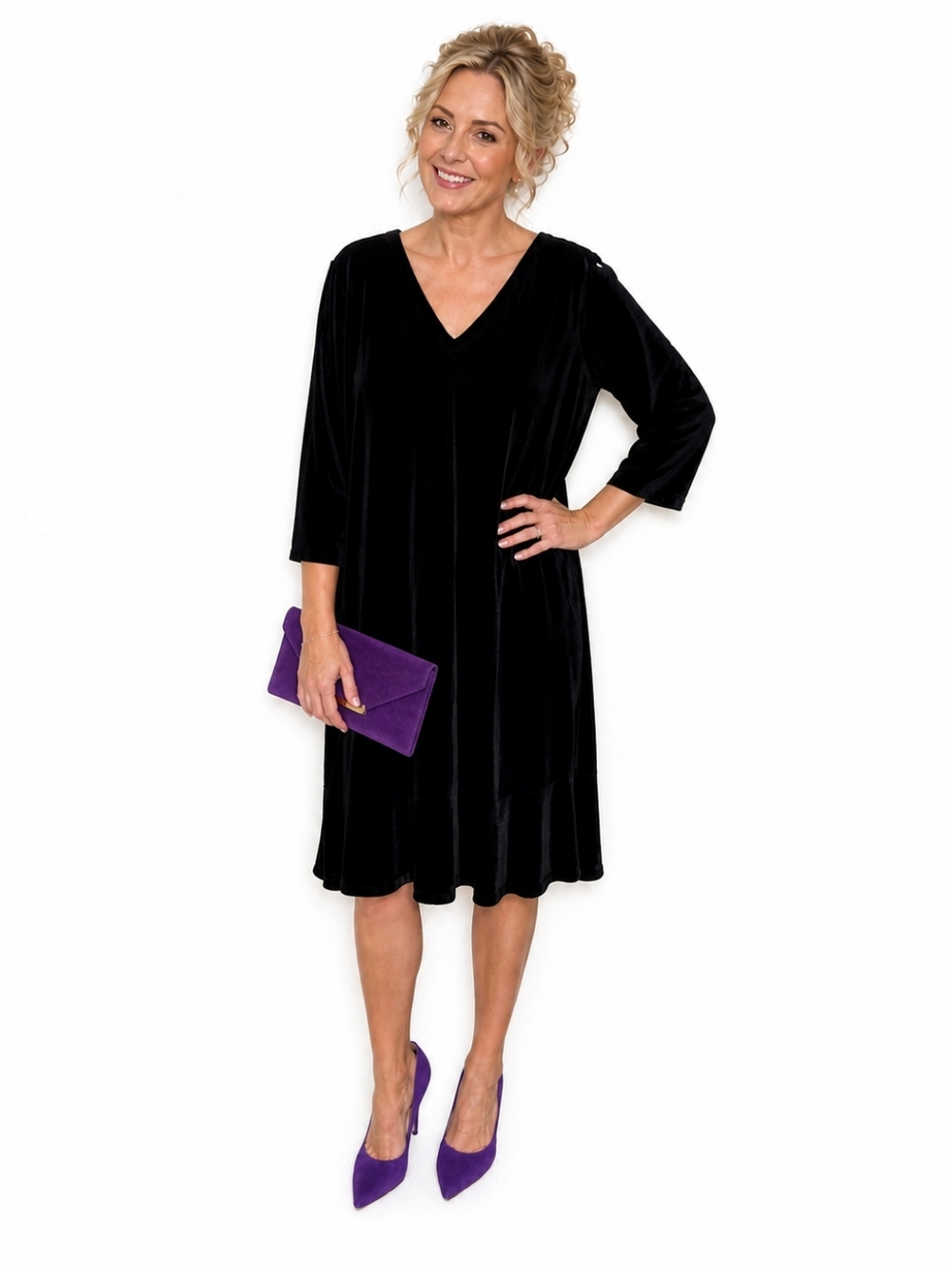 J. Jill Black Velvet Midi Dress